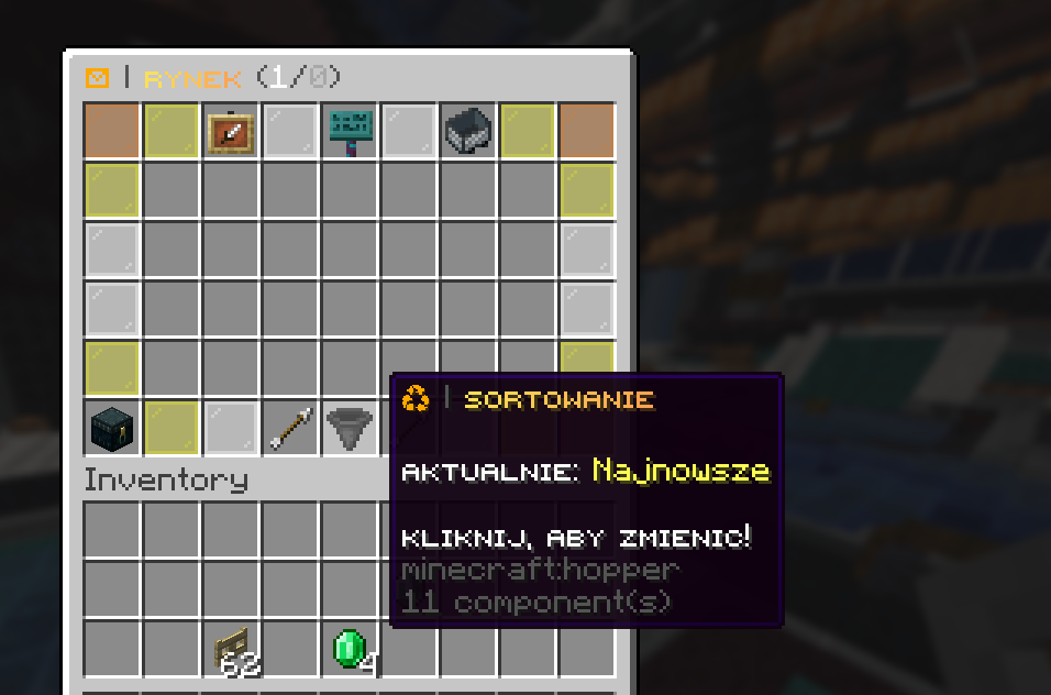 Wygląd interfejsu Rynku/Auction House w Minecraft