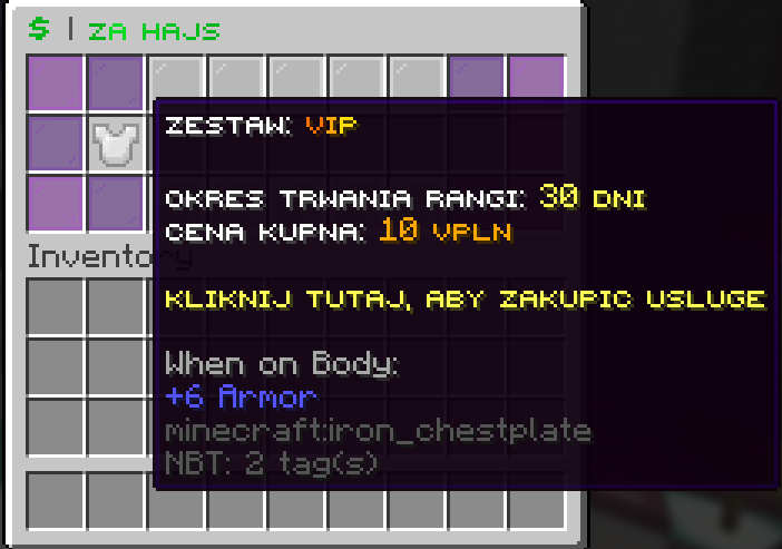 Wygląd interfejsu ItemShop - Produkt
